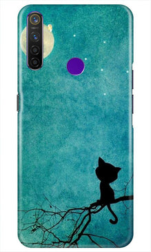 Moon cat Mobile Back Case for Realme 5i (Design - 70)