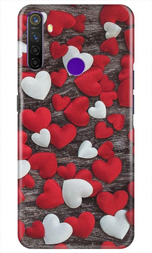 Red White Hearts Mobile Back Case for Realme 5i  (Design - 105)