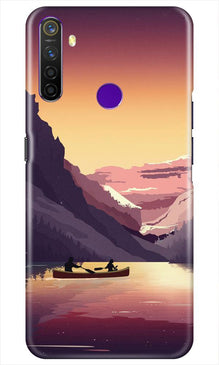 Mountains Boat Mobile Back Case for Realme 5i (Design - 181)