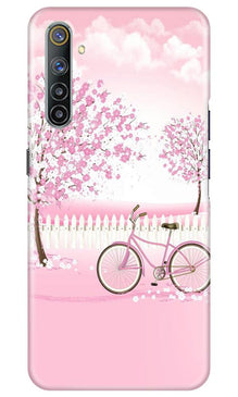 Pink Flowers Cycle Mobile Back Case for Realme 6 Pro  (Design - 102)