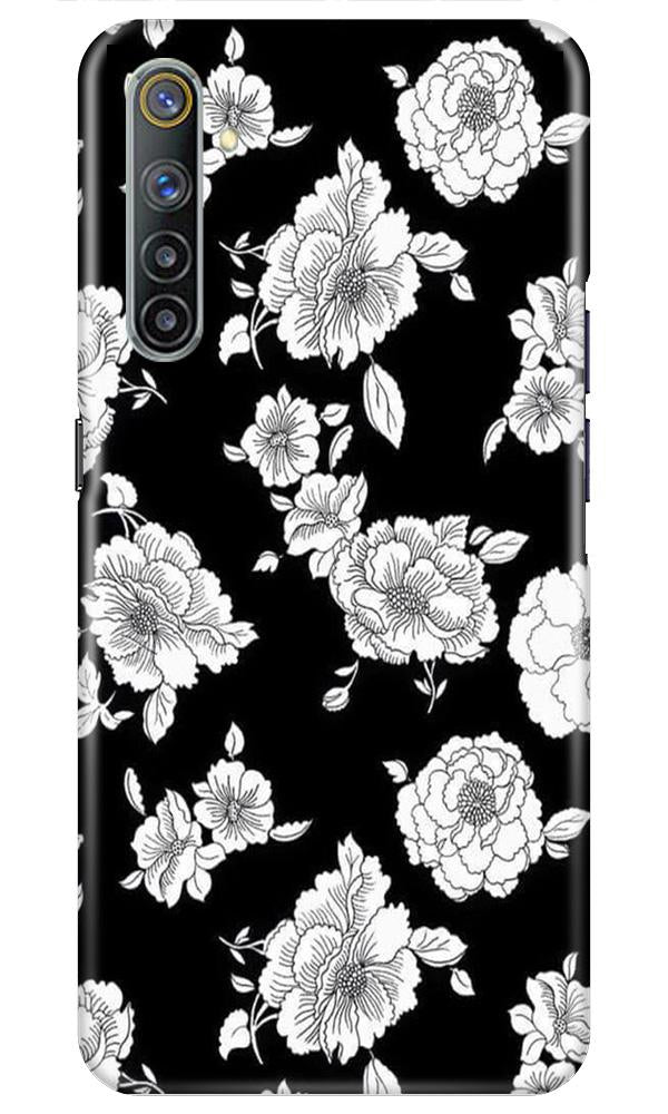 White flowers Black Background Case for Realme 6i