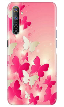 White Pick Butterflies Mobile Back Case for Realme 6i (Design - 28)