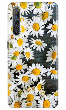 White flowers2 Mobile Back Case for Realme 6i (Design - 62)