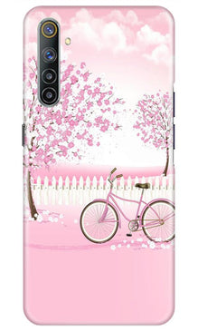 Pink Flowers Cycle Mobile Back Case for Realme 6i  (Design - 102)