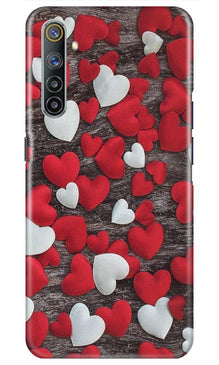 Red White Hearts Mobile Back Case for Realme 6i  (Design - 105)