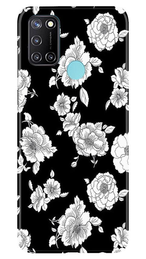 White flowers Black Background Case for Realme 7i