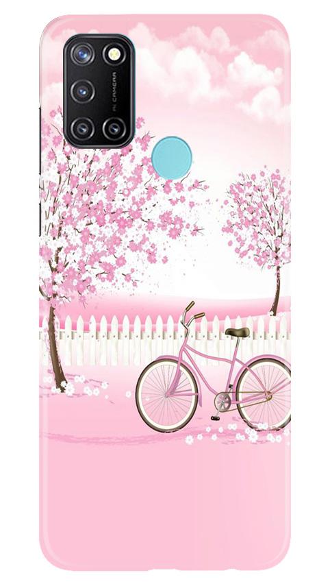 Pink Flowers Cycle Case for Realme 7i(Design - 102)