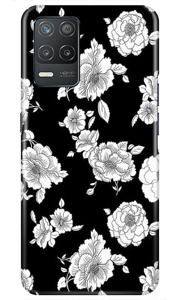 White flowers Black Background Case for Realme 8 5G