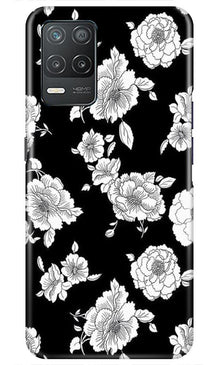 White flowers Black Background Mobile Back Case for Realme 8 5G (Design - 9)