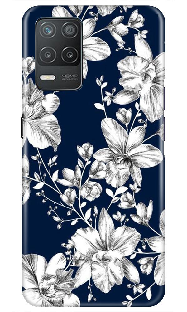 White flowers Blue Background Case for Realme 8 5G