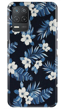 White flowers Blue Background2 Mobile Back Case for Realme 8 5G (Design - 15)