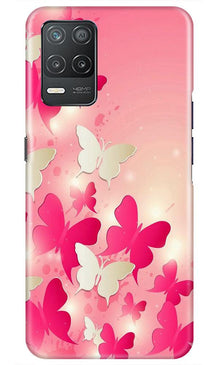 White Pick Butterflies Mobile Back Case for Realme 8 5G (Design - 28)