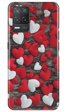 Red White Hearts Mobile Back Case for Realme 8 5G  (Design - 105)