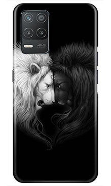 Dark White Lion Mobile Back Case for Realme 8 5G  (Design - 140)