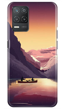 Mountains Boat Mobile Back Case for Realme 8 5G (Design - 181)