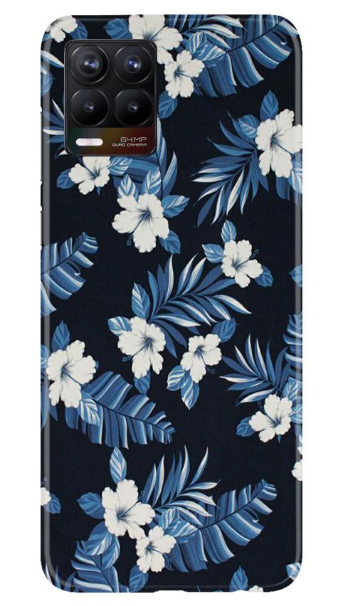 White flowers Blue Background2 Case for Realme 8