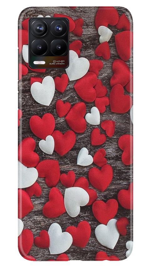 Red White Hearts Case for Realme 8(Design - 105)