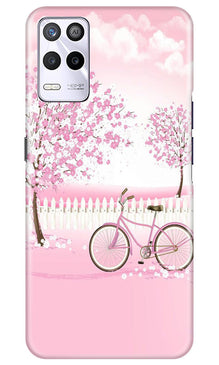 Pink Flowers Cycle Mobile Back Case for Realme 9 5G  (Design - 102)