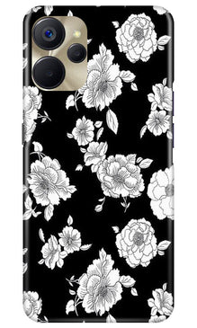 White flowers Black Background Mobile Back Case for Realme 9i 5G (Design - 9)