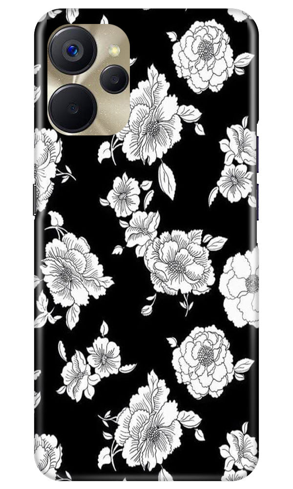 White flowers Black Background Case for Realme 9i 5G