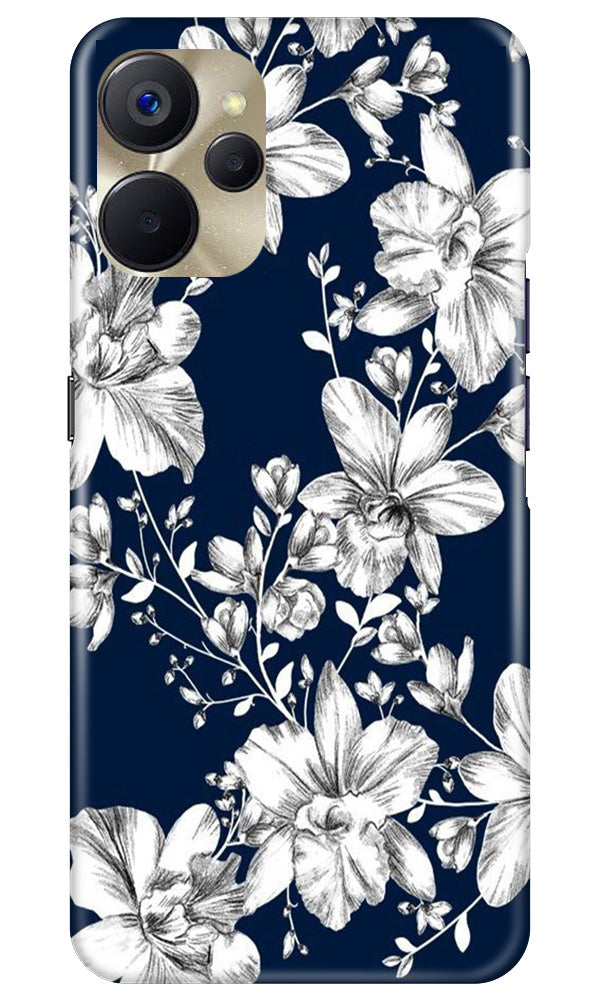 White flowers Blue Background Case for Realme 9i 5G