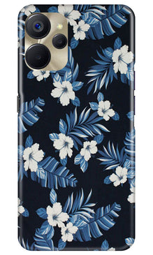 White flowers Blue Background2 Mobile Back Case for Realme 9i 5G (Design - 15)