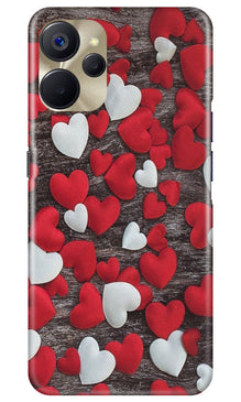 Red White Hearts Mobile Back Case for Realme 9i 5G  (Design - 105)