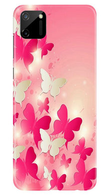 White Pick Butterflies Mobile Back Case for Realme C11 (Design - 28)
