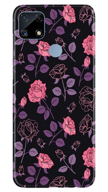 Rose Black Background Mobile Back Case for Realme C25S (Design - 27)