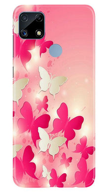 White Pick Butterflies Mobile Back Case for Realme C25S (Design - 28)