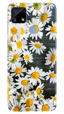 White flowers2 Mobile Back Case for Realme C25S (Design - 62)