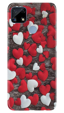 Red White Hearts Mobile Back Case for Realme C25S  (Design - 105)