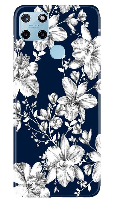 White flowers Blue Background Case for Realme C21Y