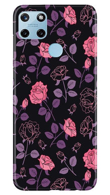 Rose Black Background Mobile Back Case for Realme C25Y (Design - 27)
