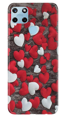 Red White Hearts Mobile Back Case for Realme C25Y  (Design - 105)