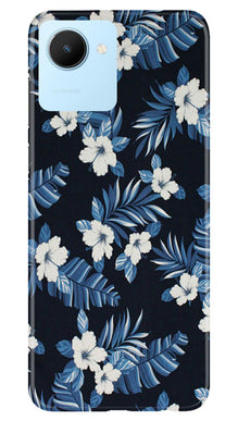 White flowers Blue Background2 Mobile Back Case for Realme C30 (Design - 15)