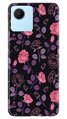 Rose Black Background Mobile Back Case for Realme C30 (Design - 27)