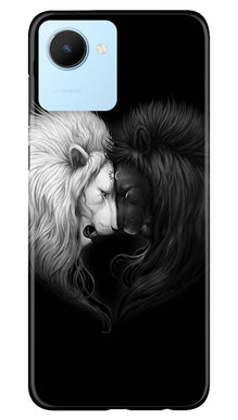 Dark White Lion Mobile Back Case for Realme C30  (Design - 140)