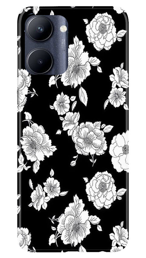 White flowers Black Background Case for Realme C33