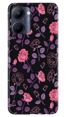 Rose Black Background Mobile Back Case for Realme C33 (Design - 27)