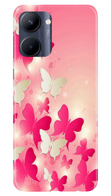 White Pick Butterflies Mobile Back Case for Realme C33 (Design - 28)