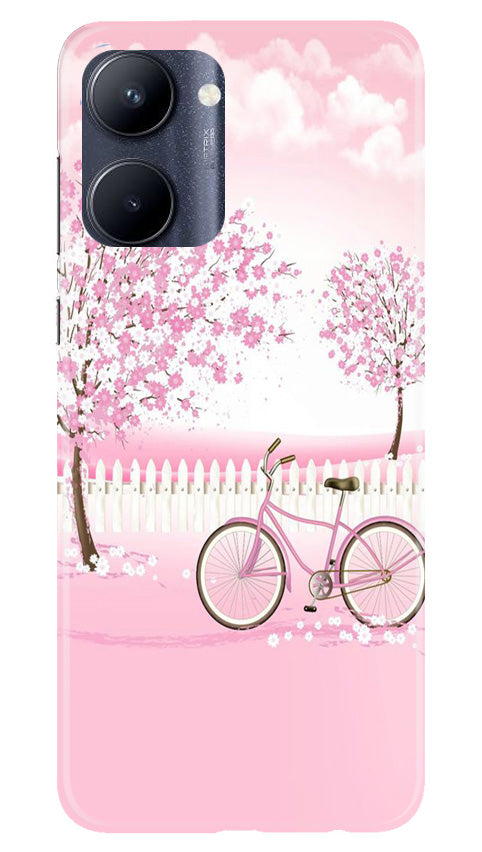 Pink Flowers Cycle Case for Realme C33(Design - 102)