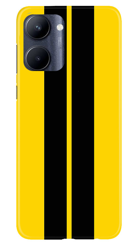 Black Yellow Pattern Mobile Back Case for Realme C33 (Design - 336)