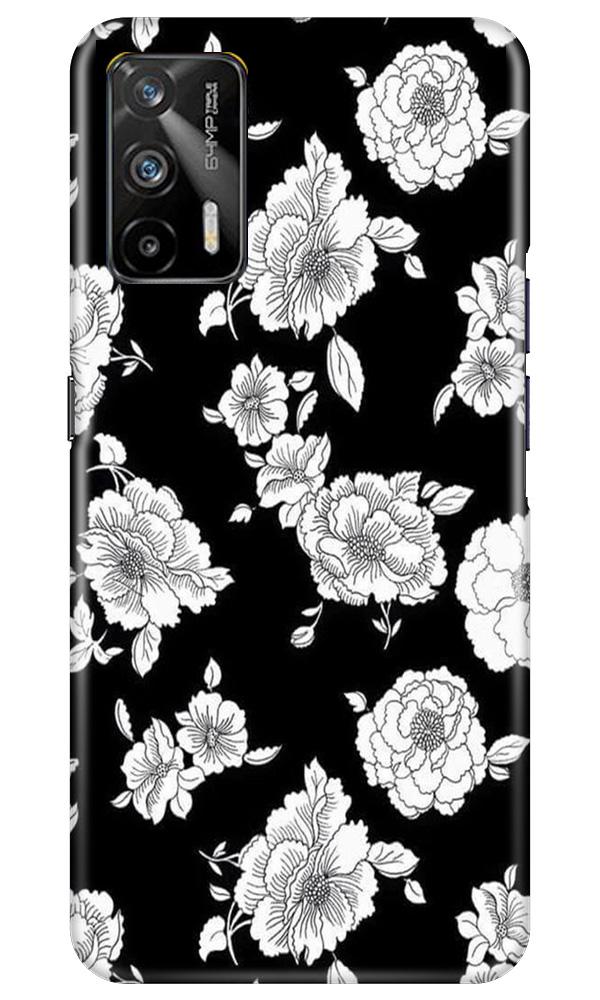 White flowers Black Background Case for Realme GT