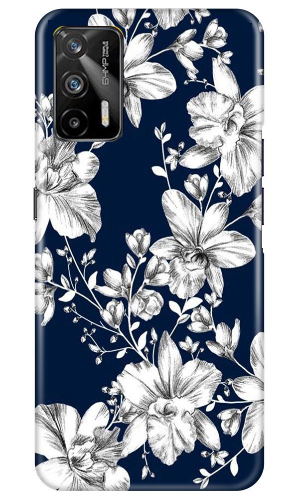 White flowers Blue Background Case for Realme GT