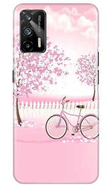 Pink Flowers Cycle Mobile Back Case for Realme GT  (Design - 102)