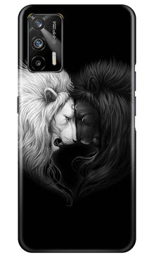 Dark White Lion Mobile Back Case for Realme GT  (Design - 140)