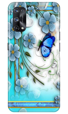 Blue Butterfly Mobile Back Case for Realme X7 Pro (Design - 21)