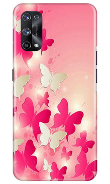 White Pick Butterflies Mobile Back Case for Realme X7 Pro (Design - 28)