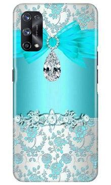 Shinny Blue Background Mobile Back Case for Realme X7 Pro (Design - 32)